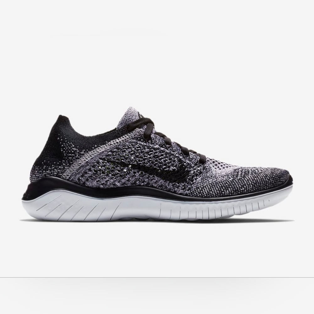 Nike Free Rn Flyknit 2018 White Black Running Shoes Men's 942838-101 Size 10 - Picture 2 of 12